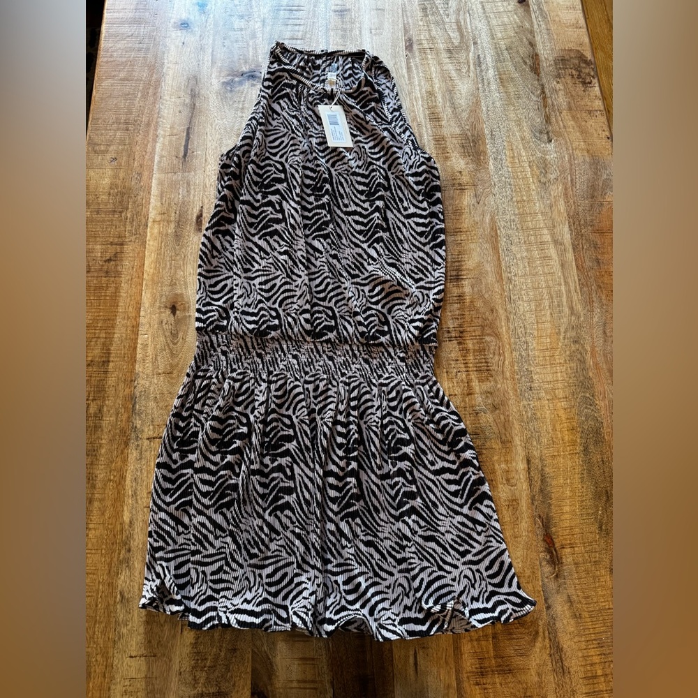 Ramy Brook NYC BLOOMINGDALES EXCLUSIVE Zebra Knit Paris sleeveless Dress Crera
